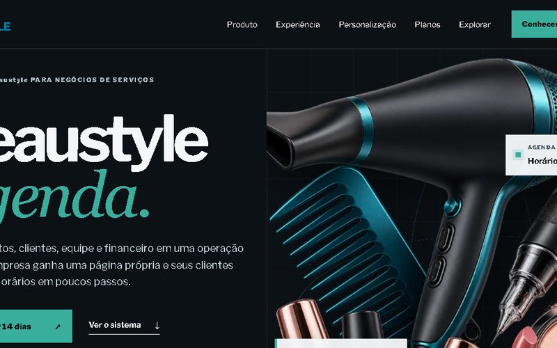 Tela do Beaustyle com agenda, horários e status