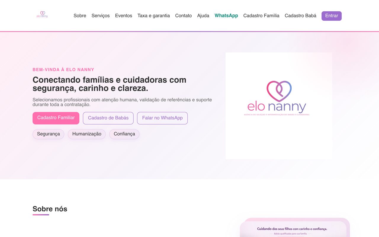 EloNanny | plataforma de matching de babás e cuidadoras